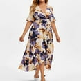 thumbnail image 5 of Brnmxoke Plus Size Wedding Guest Maxi Dress for Curvy Women Summer Casual Floral Empire Waist V Neck Short Sleeve Long Cocktail Dress 2025 Purple,XXXXL, 5 of 6