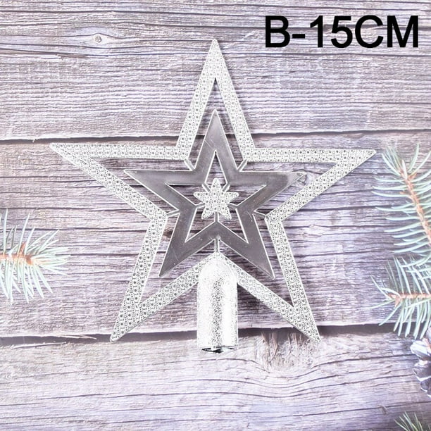 Parte superior del árbol de Navidad de estrella de cinco puntos en 3D, decoración navideña para el hogar, 1 unidad