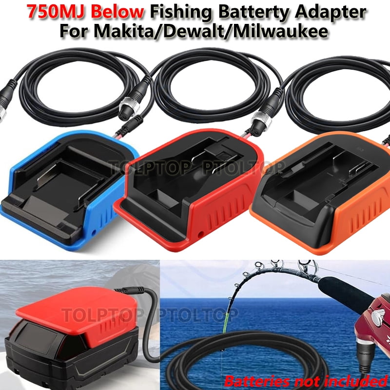 Electric Fishing Reel Battery Adapter for De*walt 20V Battery Work for Daiwa/Shimano 14.4V Power Assist Reels 750MJ under