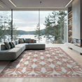 thumbnail image 2 of ODIKA 8'x10' Washable Area Rug Pink Delicate Print Ornate Traditional Border Frame Round for Dining Room, Large Office, Lounge, Non-Slip Chair-Friendly Mat, 2 of 7