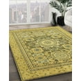thumbnail image 2 of Ahgly Company Indoor Round Abstract Golden Brown Yellow Abstract Area Rugs, 4' Round, 2 of 6