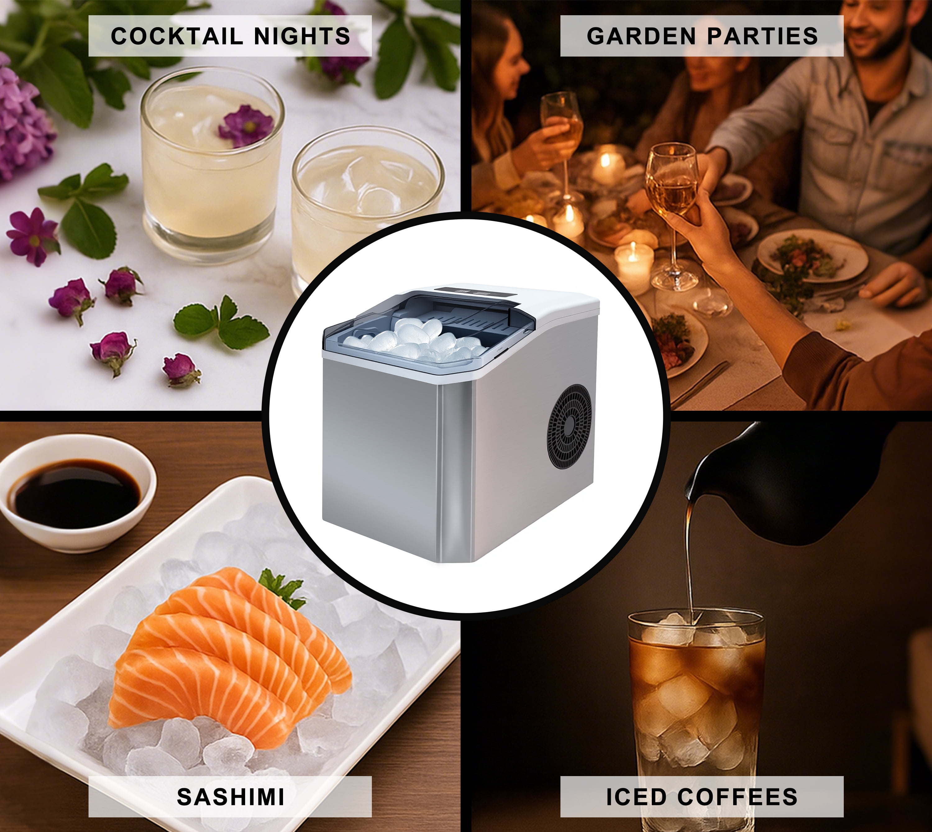Ice Maker Machine - 26Lbs/24Hrs, Self-Cleaning, 2 Ice Sizes (S/L), Fast 6-Min Cycle, with Infrared Sensor for Home/Office/Commercial Use