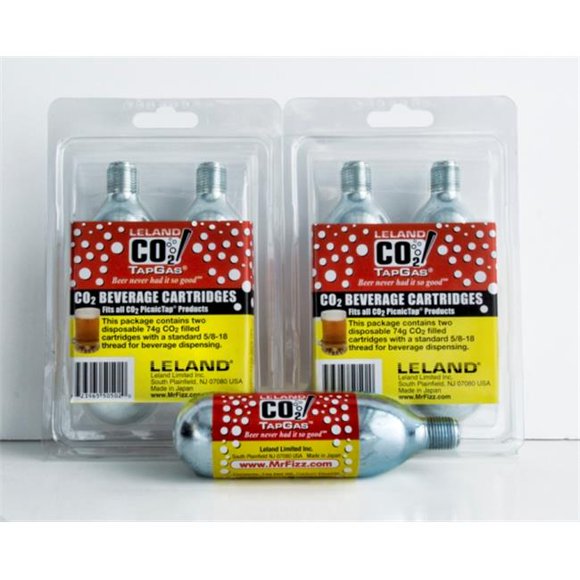 Leland Mr. Fizz CO2 Tapgas Quatre Cylindres de CO2 de 74 g par Paquet pour Pique-Nique Tap & Fridgetap
