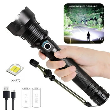 10 Pcs LED Flashlights Rechargeable High Lumen Super Bright Flashlight, Waterproof Zoomable Handheld Torch with 2 Batteries for Emergency Outdoor Camping
