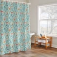 thumbnail image 4 of Teal Ocean Shell Shower Curtain, Retro Abstract Colorful Sea Star Sea Nuts Waterproof Shower Curtain Set with 12 Hooks Lightweight Bath Curtains Fabric Bathroom Decor 60x72 Inches, 4 of 9