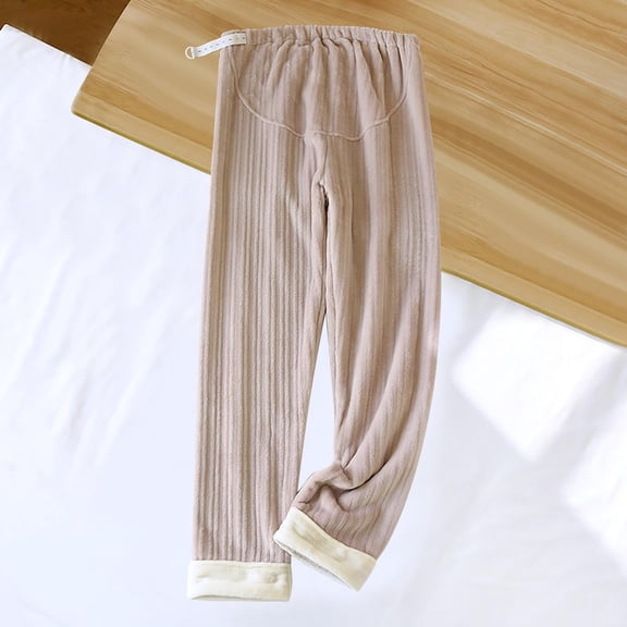 asjyhkr Pajama Pants Women Adjustable Waist Fleece Lined Thermal Breathable Comforty Homewear Sleepwear Maternity Pants