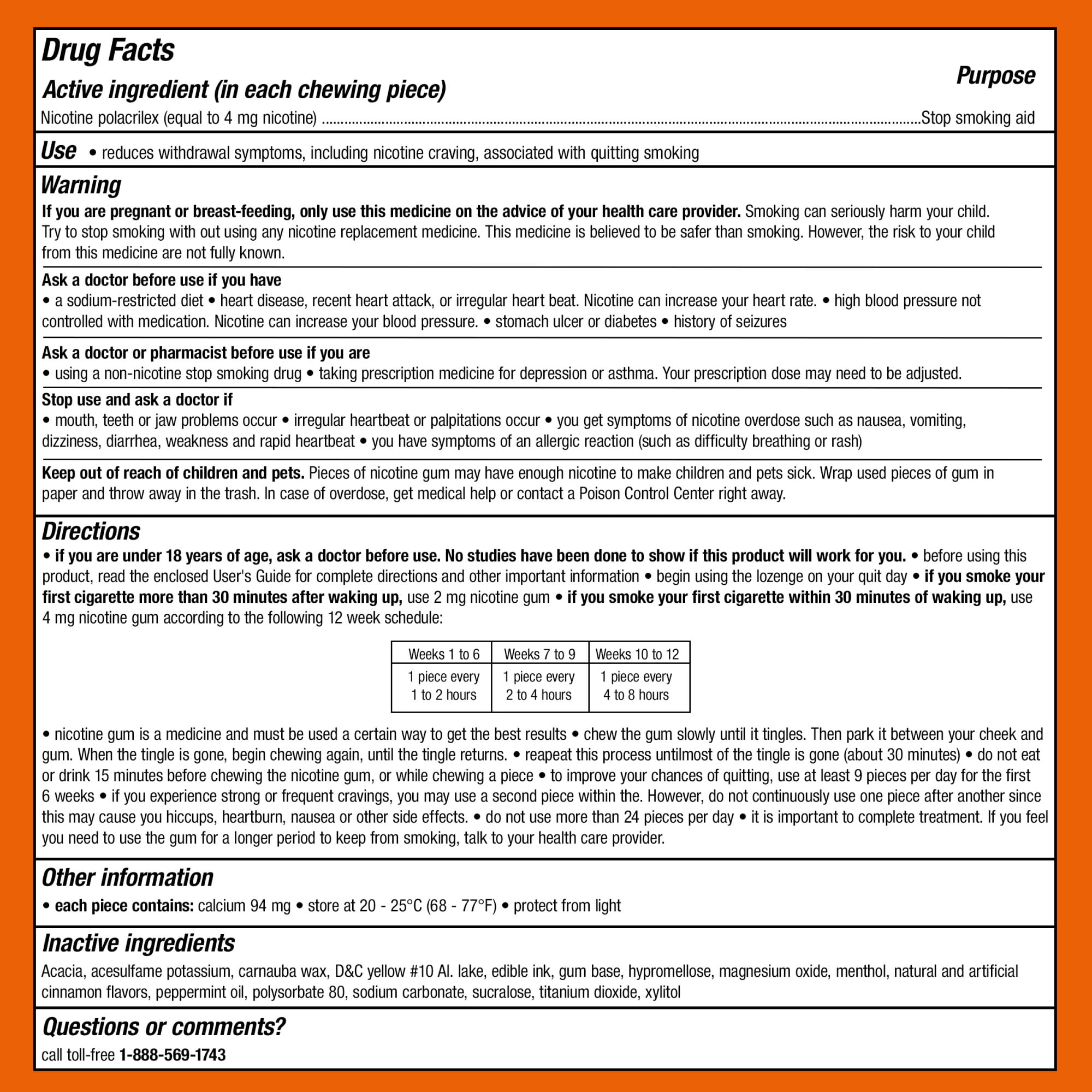 Nicorette Nicotine Gum, Stop Smoking Aids, 4 Mg, Cinnamon Surge, 20 Count