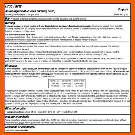 Nicorette Nicotine Gum, Stop Smoking Aids, 4 Mg, Cinnamon Surge, 100 Count