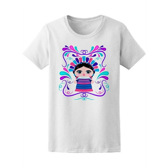 Cute Mexican Doll T-Shirt Women -Image by Shutterstock, Female Small