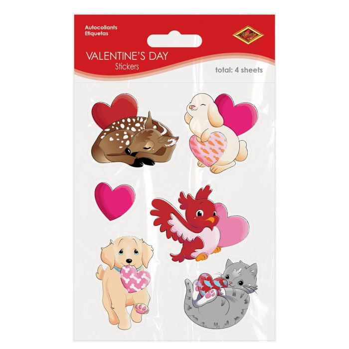 Beistle 70023 4.75 x 7.5 in. Valentines Day Stickers - Pack of 12