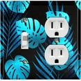 thumbnail image 1 of Metal Light Switch Plate Cover Tropical Jungle Palm Leaves Blue Black JGL011, 1 of 13
