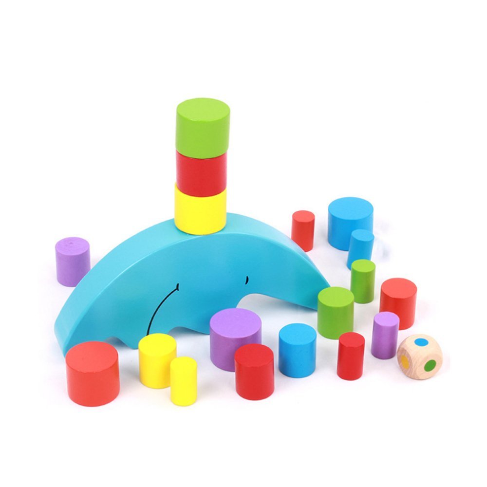 Wooden Baby Toys Set Moon Crescent Balance Stacking Blocks Children