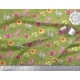thumbnail image 3 of Soimoi Green Cotton Cambric Fabric Lily & Lotus Floral Print Sewing Fabric Yard 42 Inch Wide, 3 of 3