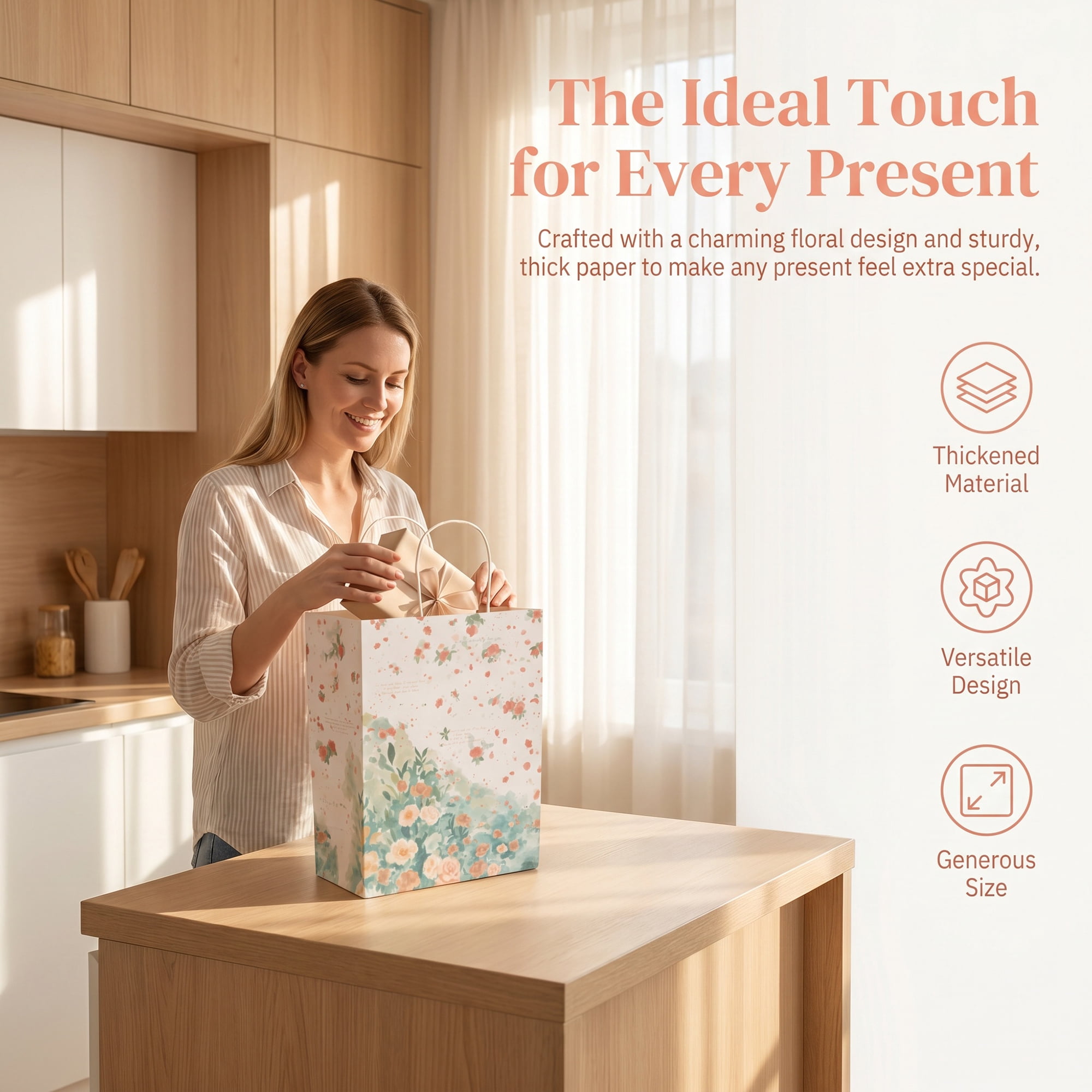 Unique Bargains 6Pcs Thick Cartoon Paper Gift Bags with Handles Rose 8.3" x 4.3" x 10.6"