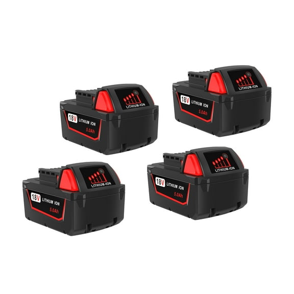 18V 4 Pack 5.0Ah Replacement for Milwaukee M18 Battery Compatible with Milwaukee M18 Cordless Power Tools 18V Lithium Battery and Milwaukee 18V Chargers