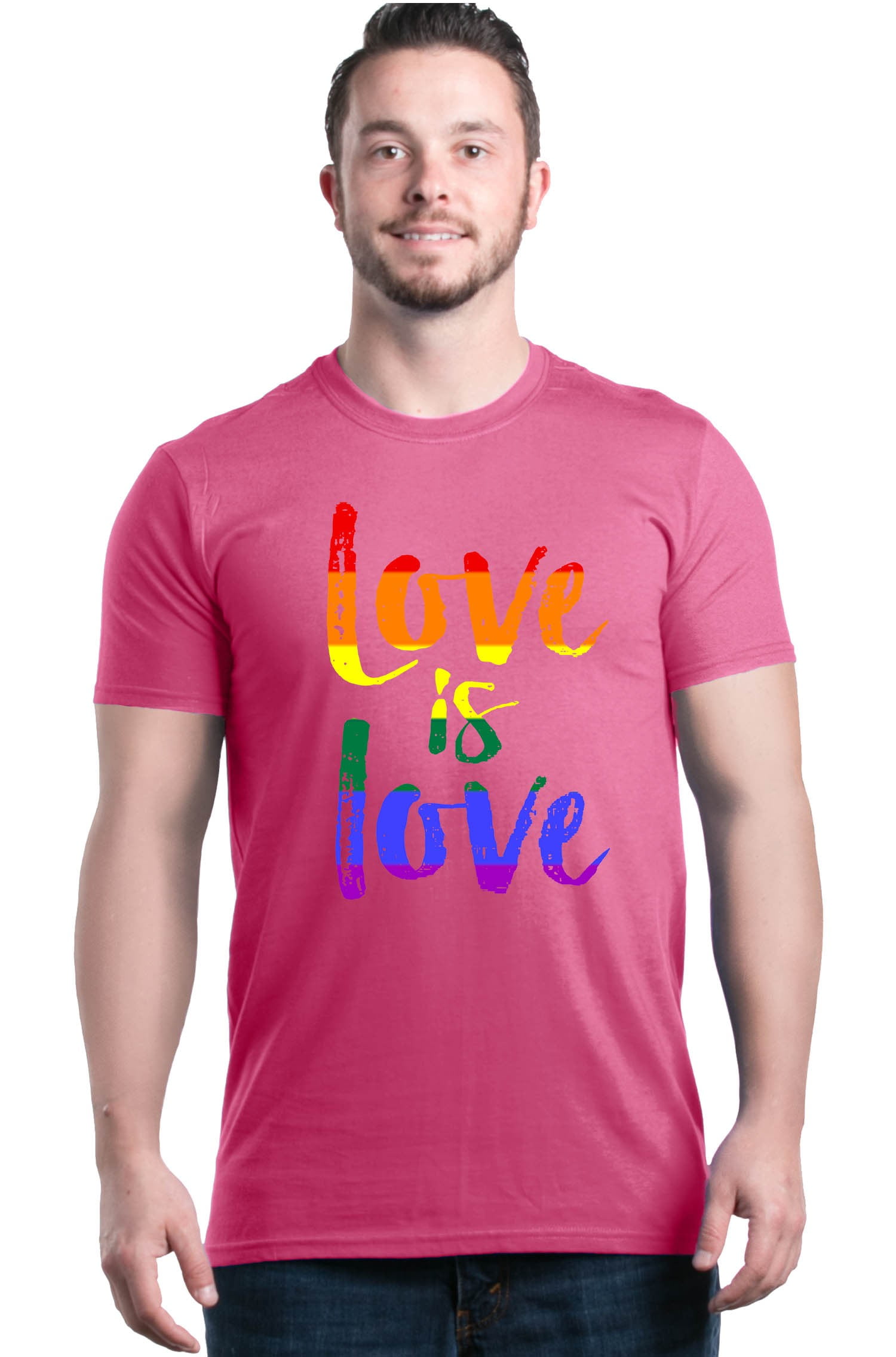 Shop4Ever Men's Love is Love Rainbow Gay Pride Graphic T-shirt XXX ...