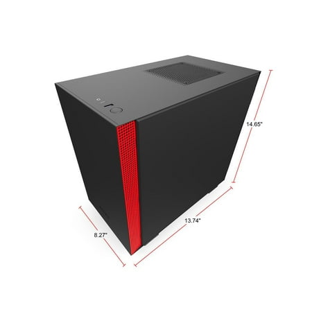 NZXT - H210i Mini ITX Tower Case with Tempered Glass - Red/Matte Black