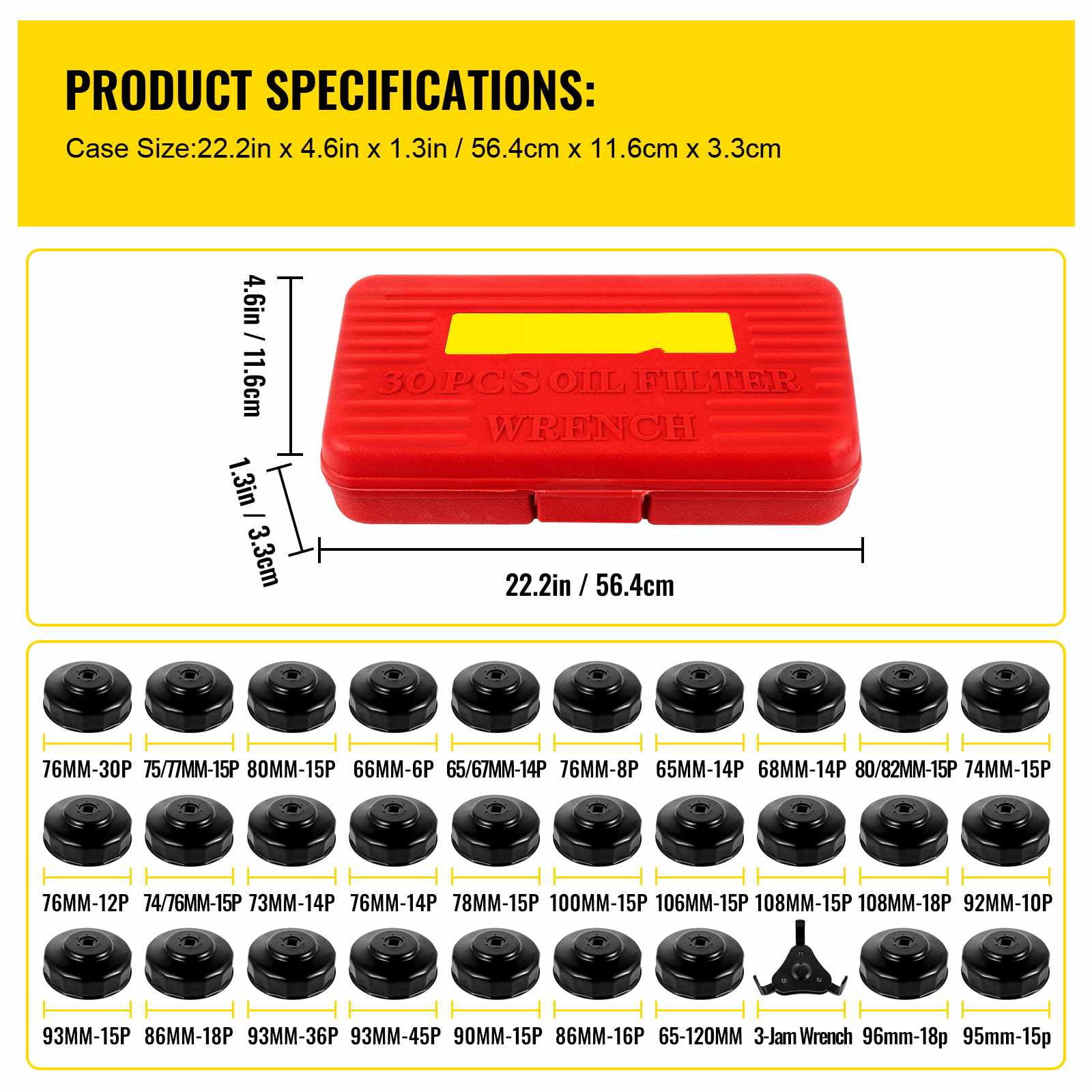VEVOR Oil Filter Socket Set, 7 Pcs Oil Filter Wrench Set, Sturdy Steel Oil Filter Socket, 3/8" Oil Filter Socket For Easy Access, Oil Filter Wrench Cap Set w/ Case
