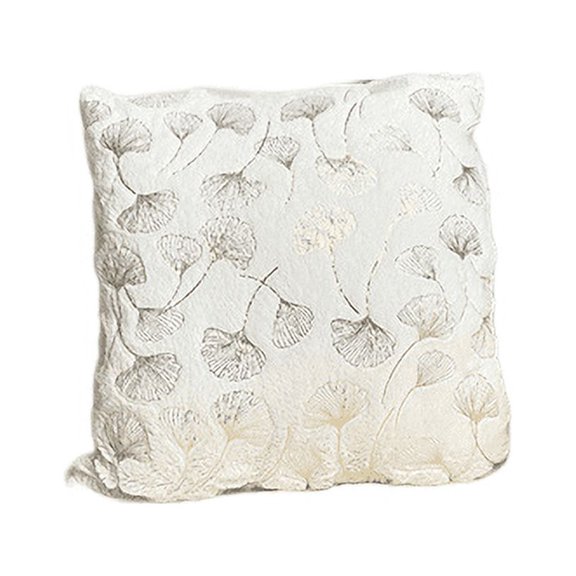 45cm*45cm Ginkgo Biloba White Nordic Home Double-sided Short Hair Gilded Plush Pillow Cover Sofa Pillow Office Cushion Cover