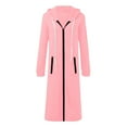 thumbnail image 3 of Winter Oversized Outerwear Jackets New Zip up Hoodies for Women Oversized Long Hooded Sweatshirts Casual Long Sleeve Fall Jackets Coat Pinky XXL, 3 of 4