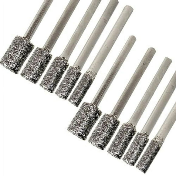60 Grit Diamond Coated Grinding Bit Sets, 1/8" Shank Cylinder Head Rotary Diamond Grinding Burrs 3mm 4mm 5mm 6mm 8mm