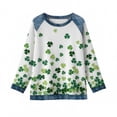 thumbnail image 2 of Craaazy Women's Denim Crewneck Loose St Patricks Day Long Sleeve Tops Gifts, 2 of 5