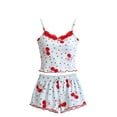 thumbnail image 5 of Helii Women's Cherry Print Pajama Set Lace Trim Spaghetti Strap Cami Top and Shorts Soft Stretchy Sleepwear 2 Piece Lounge Sets for Summer Sleeping Home Vacation, 5 of 5