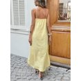thumbnail image 2 of Butter Yellow Gingham 3D Floral Halter Maxi Dress For Women Summer Beach Vacation Outfit, 2 of 8