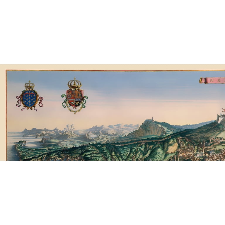 Carte Historique Ancienne De Naples Italie (Mortier, 1704) - Reproduction 23x53.42cm, Art Mural