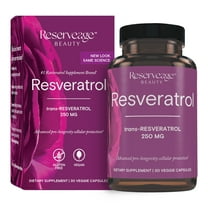 Reserveage Beauty, Resveratrol 250 mg, Antioxidant Supplement for Heart and Cellular Health, Supports Healthy Aging and Immune System, Paleo, Keto, 30 Capsules