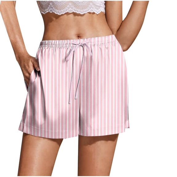 Miqool Womens Silk Satin Pajama Short Casual Sleep Shorts Summer Lounge Sleep Pj Short Soft Lounge Shorts with Pockets