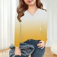 thumbnail image 4 of zbxnLI Girls V Neck Long Sleeve Shirts Teen Girls Gradient Graphic T-Shirts Casual Loose Basic Tees, 4 of 8