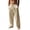 AV24_Khaki, variant on Dwellite Cotton Linen Pants for Men Casual Drawstring Loose Fit Summer Beach Pants Lightweight Trousers with Pockets White L