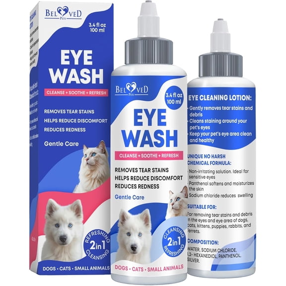 Dog & Cat Eye Care Drops – Helps Clean Eyes, Rinse Away Irritants, Reduce Tear Stains & Support Moisture Comfort – Gentle Eye Wash for Pets