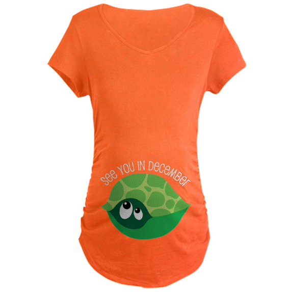 CafePress - December Due Date Belly Print Turtle Maternity Dar - Maternity Dark T-Shirt
