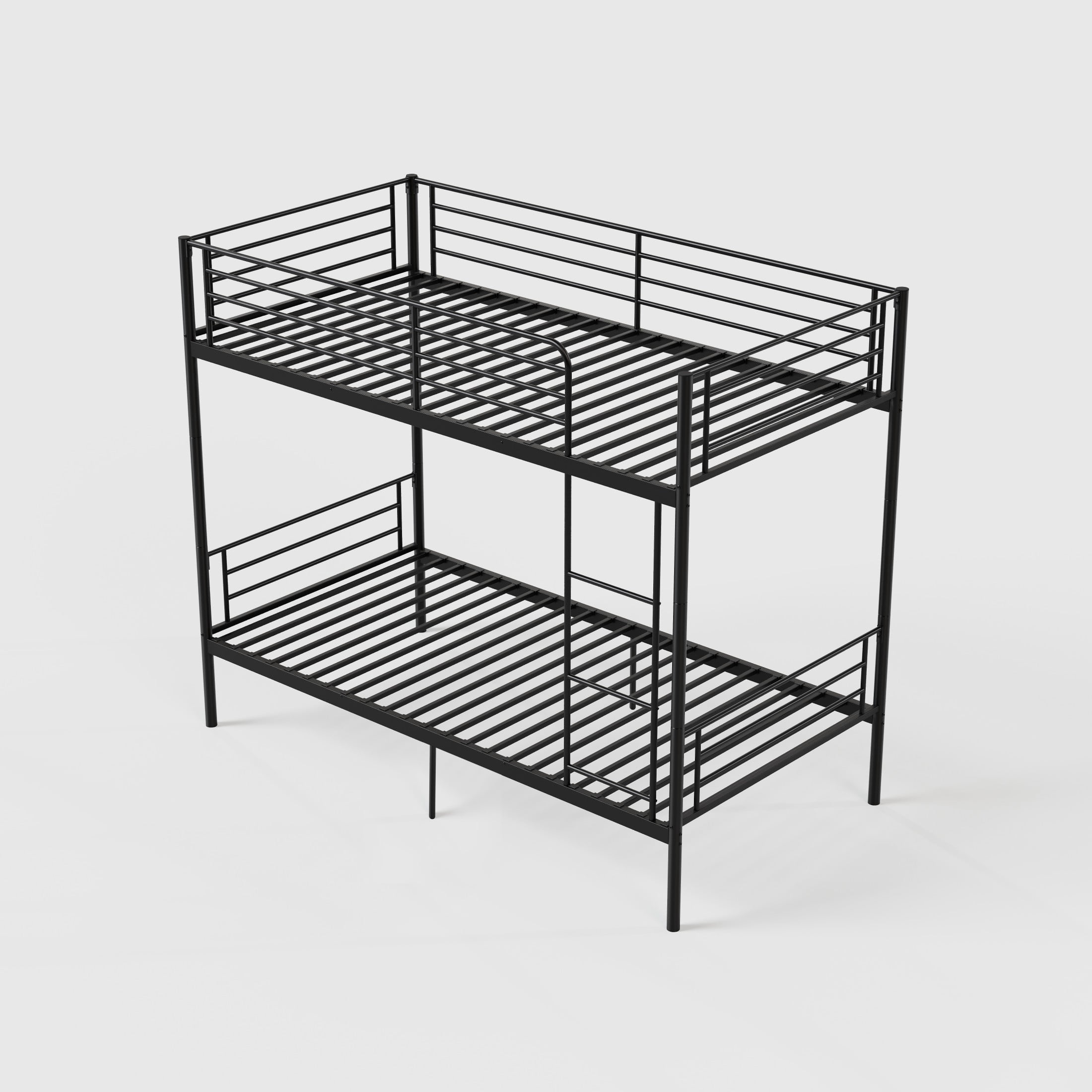 Aukfa Twin over Twin Metal Bunk Bed, Heavy Duty Convertible Bunk Bed Frame Separates into 2 Twin Beds, Black