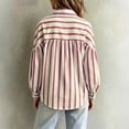 thumbnail image 5 of Boho Striped Button Down Shirt for Women, Vintage Long Sleeve Puff Sleeve Blouse, Oversized Loose Fit Casual Tops, Fall Fashion Tunic Hot Pink S, 5 of 5
