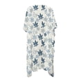 thumbnail image 5 of Xoenoiee Tropical Leaves Pattern Half Sleeve Women's Sheer Mesh Short Sleeve Swimwear Long Kimono Cardigan Summer Boho Beach Cover Up Tops for Vacation Beach, 5 of 7