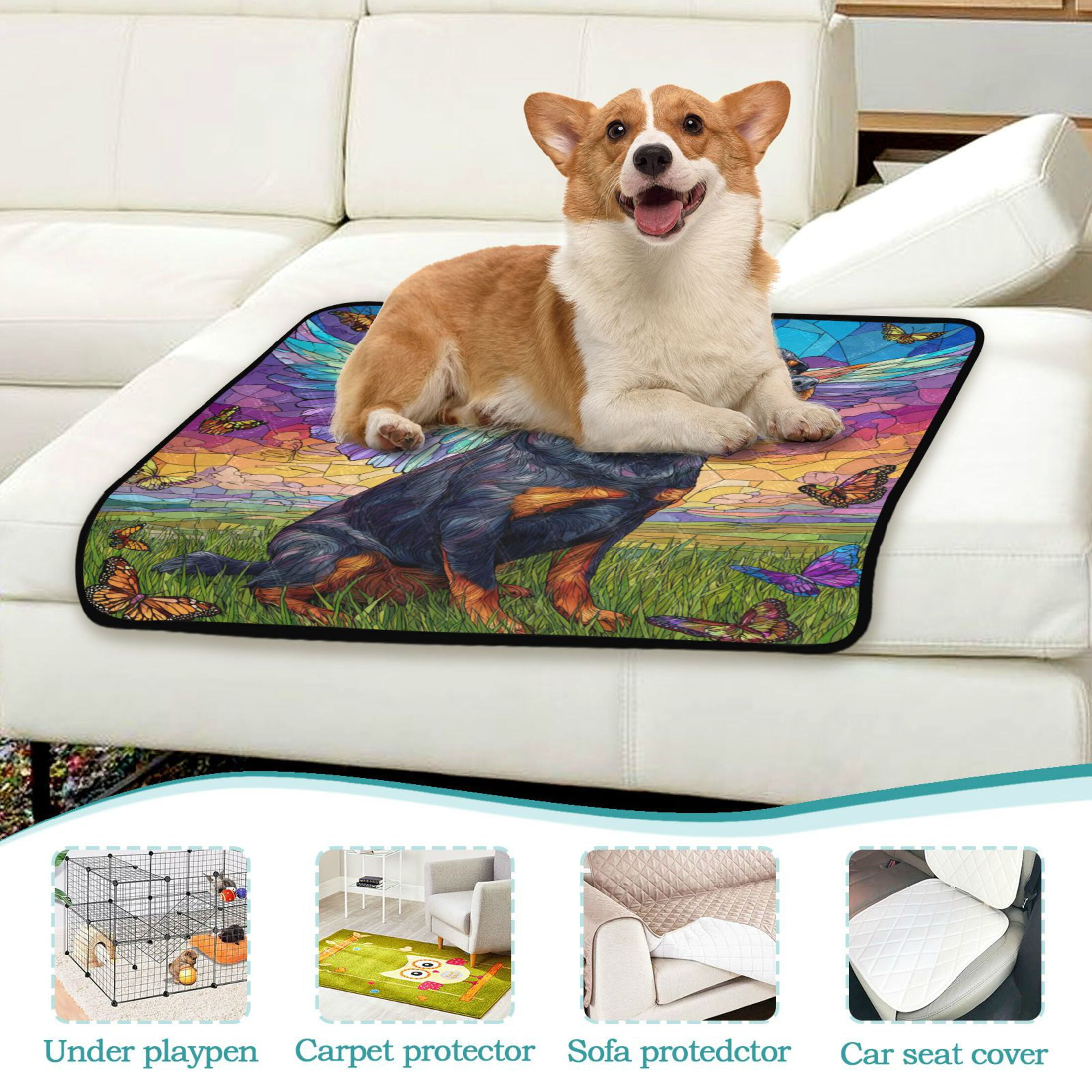 Qxltty Rottweiler Dog Cat litter Pads Pet Set of 3 Diaper Mats Center Anti-leakage Layer Absorbent Soft and Comfortable