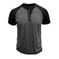 thumbnail image 4 of SYMOID Mens Casual Henley Shirt Short Sleeve Raglan Tee, Button Down Collar Contrast Sleeve, Breathable Polyester Cotton Blend, Regular Fit T-Shirts for Men,Black,Size L, 4 of 6