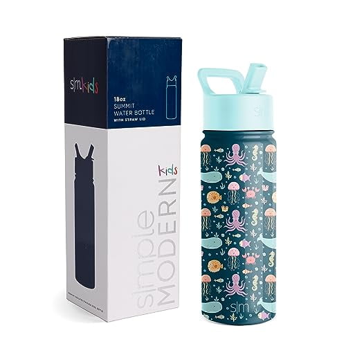 Botella de agua Simple Modern Summit Kids con tapa de pajita aislante