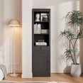 thumbnail image 1 of 71" Tall Bookcase with Cabinet, 3 Tier Wood Open Bookcase with Adjustable Shelves, Large Display Storage Shelf, Standing Shelving Unit, Black, 1 of 11