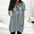 thumbnail image 2 of TQWQT Women's Plus Size Tunic Tops with Pockets Oversized Long Shirts for Legging V-Neck Short Sleeve T-Shirt Summer Ethnic Floral Print Long Tops, 2 of 5