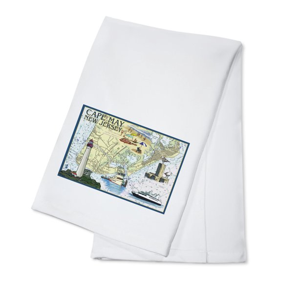 Cape May, New Jersey, Nautical Chart (100 Cotton Tea Towel, Decorative