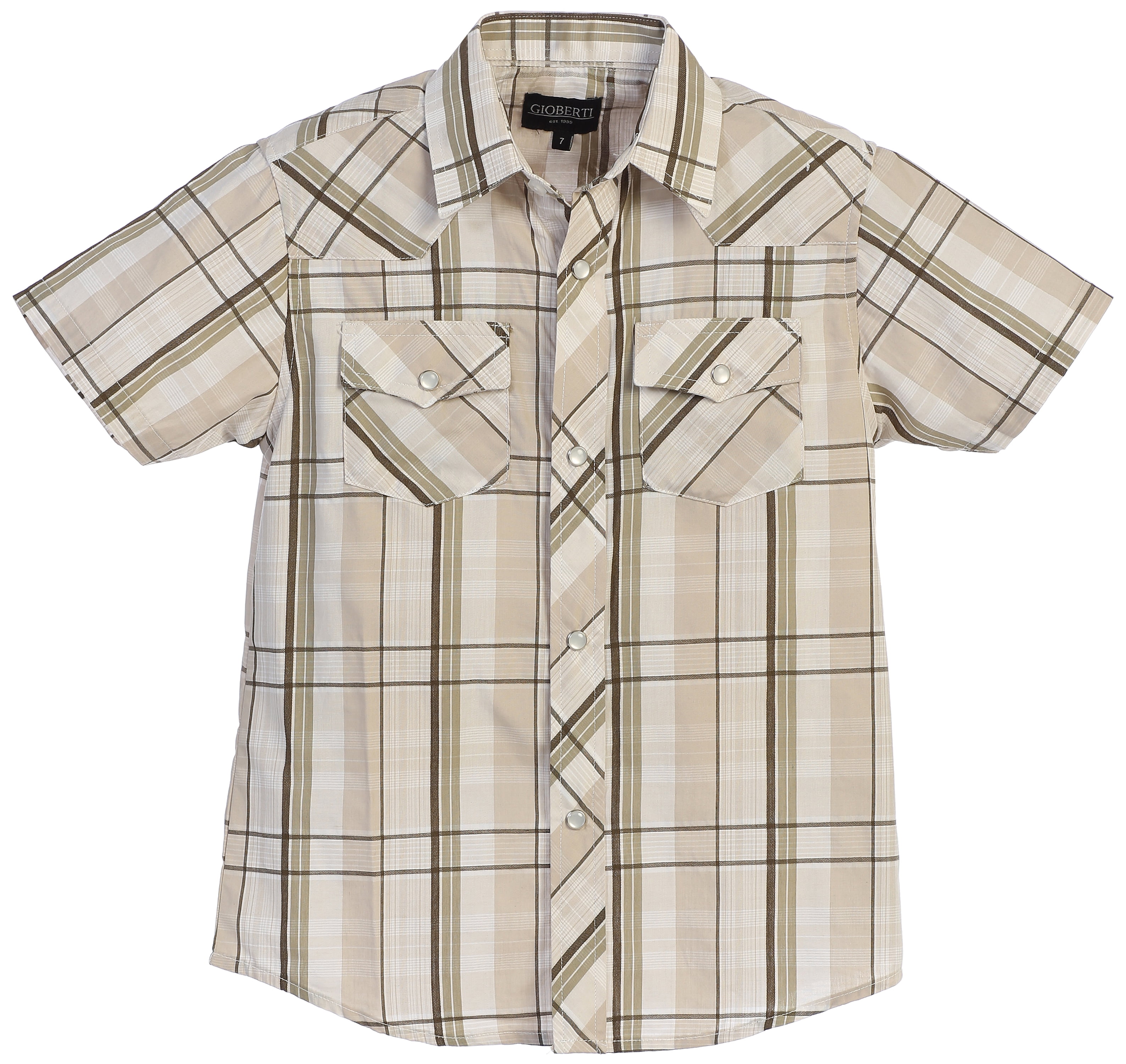 Gioberti Boys Casual Western Plaid Pearl Snap Short Sleeve Shirt ...