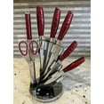 thumbnail image 3 of Berlinger Haus Kitchen Knife Set with Block, 8 Piece Knives Set for Kitchen, Cooking Knives with Kitchen Shears and Sharpener, Sharp Cutting Stainless Steel Chef Knife Set with Acrylic Stand, Red, 3 of 11