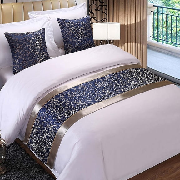 Style Bed Runner Scarf, Luxury Smooth Bedding Protector Slipcover Decoration for Bedroom Hotel Wedding Room