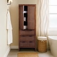 thumbnail image 2 of Teamson Home Hatteras Modern Linen Cabinet, Storage with Adjustable Shelf & Deep Drawers, Rattan Doors and Solid Wood Frame, 2 of 11