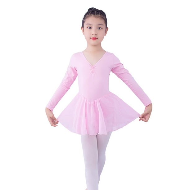 Girls Ballet Dress Gymnastics Dance Leotard Costume Dancewear With Skirt 