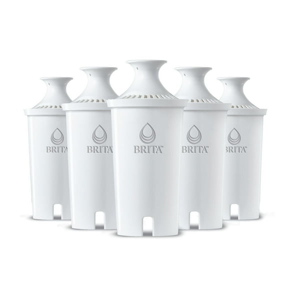 Brita Standard Replacement Filter, Reduces Contaminants while keeping healthy minerals, Certified by WQA to reduce Chlorine for improved taste, Made without BPA, Replace after 151 litres,, 5 Count
